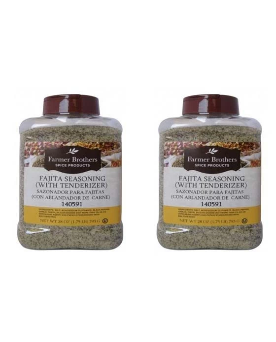 Farmer Brothers Fajita Seasoning (With Tenderizer), 1.75 Lb 2 Bottles 1 Farmer Brothers Fajita Seasoning (With Tenderizer), 1.75 Lb 2 Bottles