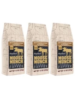 Harry & David Moose Munch Butterscotch Caramel Ground Gourmet Coffee 3 Bags (12 Oz Each)