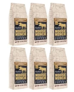 Moose Munch By Harry & David, Butterscotch Caramel Ground Coffee, 6/12 Oz Bags