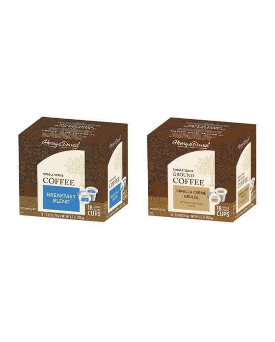 Harry & David Coffee Combo, Breakfast Blend, Vanilla Creme Brulee 2/18 Ct Boxes 1 Harry & David Coffee Combo, Breakfast Blend, Vanilla Creme Brulee 2/18 Ct Boxes