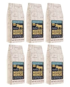 Harry & David Maple Vanilla Moose Munch Gourmet Coffee 6 Bags (12 Oz Each)