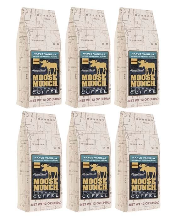 Harry & David Maple Vanilla Moose Munch Gourmet Coffee 6 Bags (12 Oz Each) 1 Harry & David Maple Vanilla Moose Munch Gourmet Coffee 6 Bags (12 Oz Each)