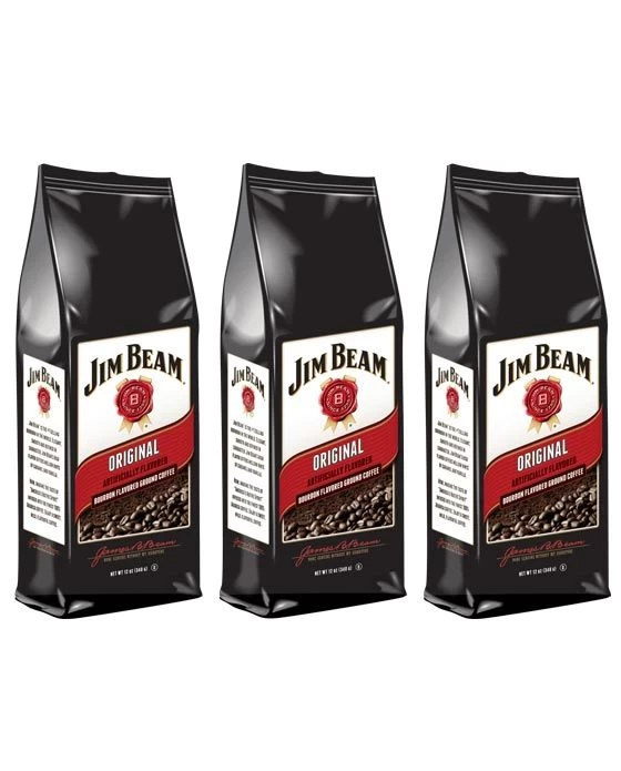 Jim Beam Original Bourbon Flavored Ground Coffee, 3 Bags (12 Oz Ea.) 1 Jim Beam Original Bourbon Flavored Ground Coffee, 3 Bags (12 Oz Ea.)