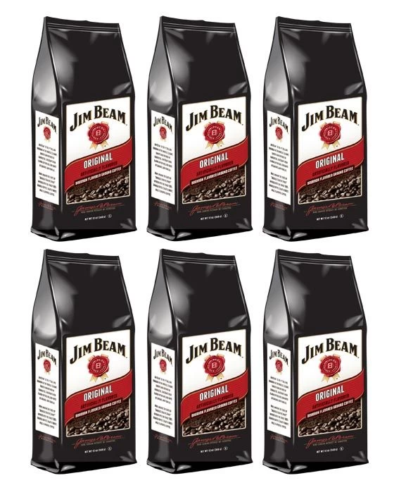 Jim Beam Original Bourbon Flavored Ground Coffee, 6 Bags (12 Oz Ea.) 1 Jim Beam Original Bourbon Flavored Ground Coffee, 6 Bags (12 Oz Ea.)