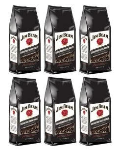 Jim Beam Signature Dark Roast Bourbon Flavored Ground Coffee, 6 Bags (12 Oz Ea.)