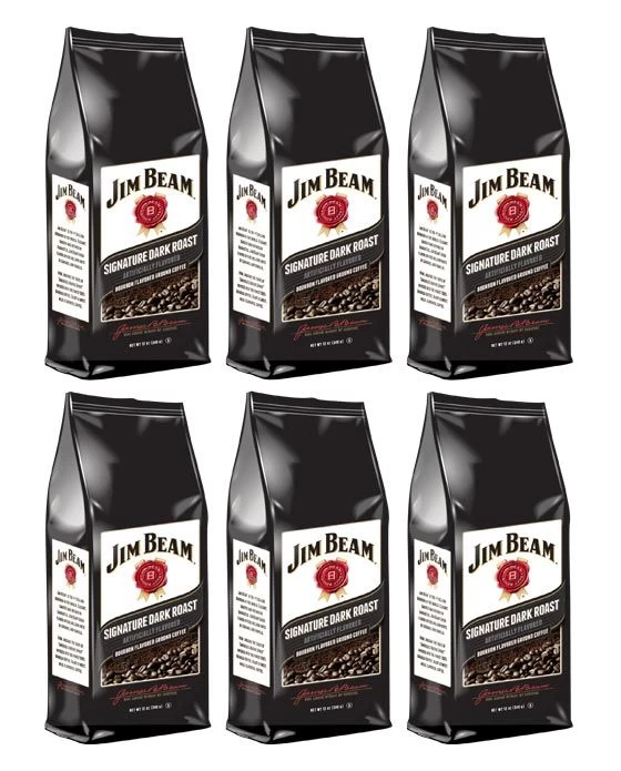 Jim Beam Signature Dark Roast Bourbon Flavored Ground Coffee, 6 Bags (12 Oz Ea.) 1 Jim Beam Signature Dark Roast Bourbon Flavored Ground Coffee, 6 Bags (12 Oz Ea.)
