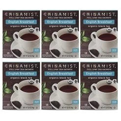 China Mist - English Breakfast Organic Black Full Leaf Tea Sachet, 15 Count Box - Biodegradable And Individually Wrapped (6 Pack)