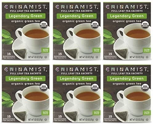 China Mist - Legendary Green Organic Black Full Leaf Tea Sachet, 6 Boxes 15 Count 1 China Mist - Legendary Green Organic Black Full Leaf Tea Sachet, 6 Boxes 15 Count