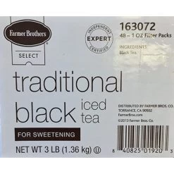 Farmer Brothers Black Iced Tea For Sweetening, 2 Boxes - 48/1 Oz -Coffee Beverage Shop fbtradblack 1 1