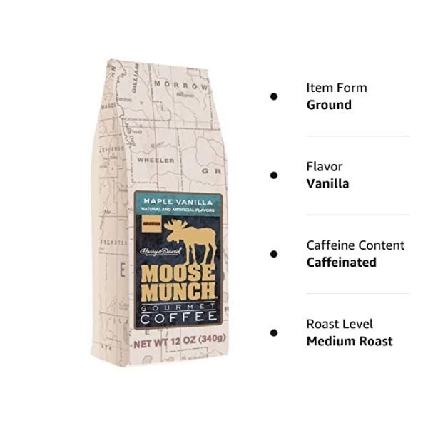 Harry & David Maple Vanilla Moose Munch Gourmet Coffee 6 Bags (12 Oz Each) 2 Harry & David Maple Vanilla Moose Munch Gourmet Coffee 6 Bags (12 Oz Each) - Image 2