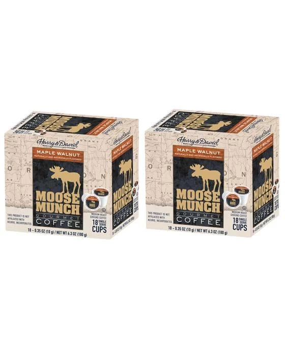 Moose Munch Single Serve Coffee By Harry & David, Maple Walnut, 2/18 Count 1 Moose Munch Single Serve Coffee By Harry & David, Maple Walnut, 2/18 Count