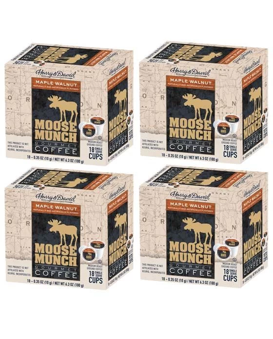Moose Munch Single Serve Coffee By Harry & David, Maple Walnut, 4/18 Count 1 Moose Munch Single Serve Coffee By Harry & David, Maple Walnut, 4/18 Count